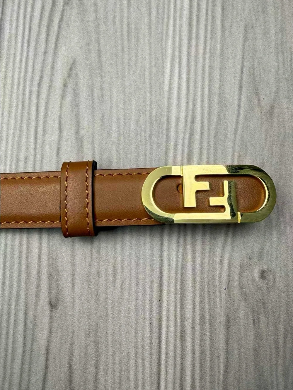 Fendi Brown Leather Crossbody Strap with Gold Hardware